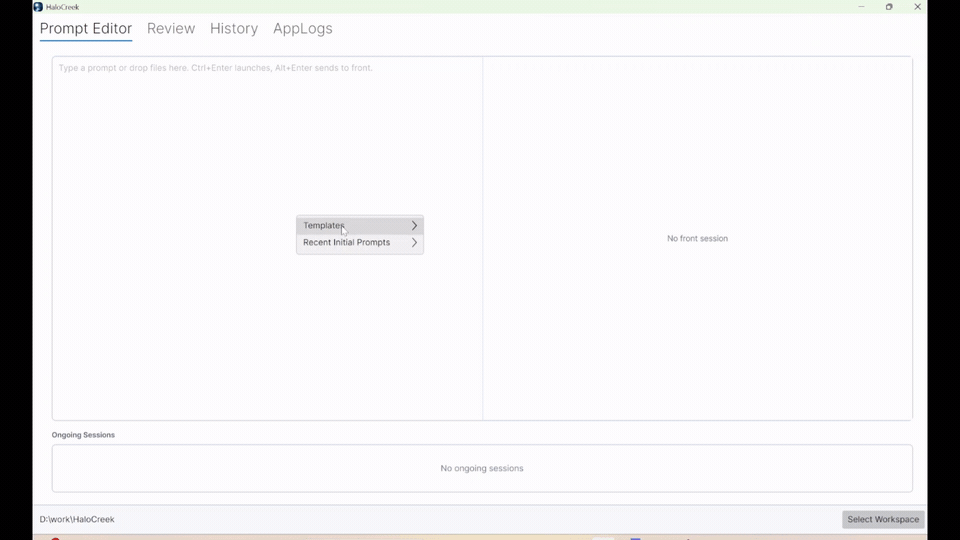 HaloCreek prompt input with reusable prompt helpers
