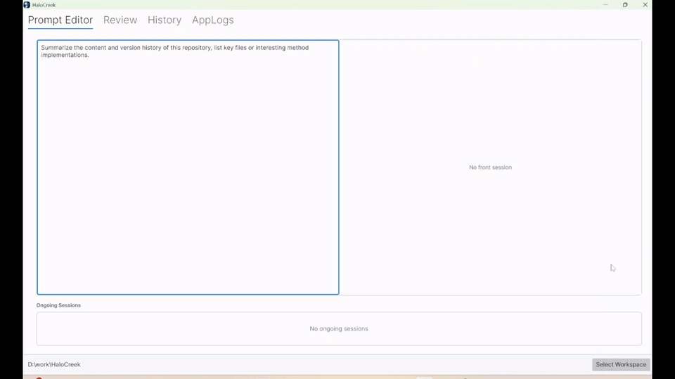 HaloCreek sending an agent task to Codex CLI